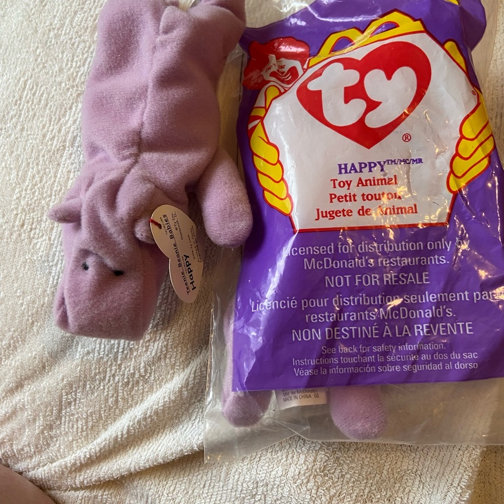 Ty Teenie Beanie Babies Happy Hippo Plush - Lavender